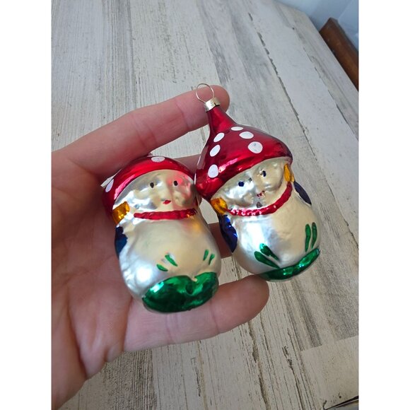 Vintage Czech mushroom Man mercury glass ornament set Xmas tree - Picture 4 of 7